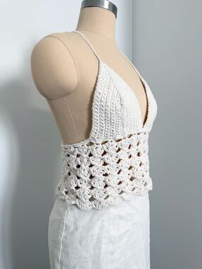 Handmade Lace Up Back Crochet 100% Cotton Summer Bra Top